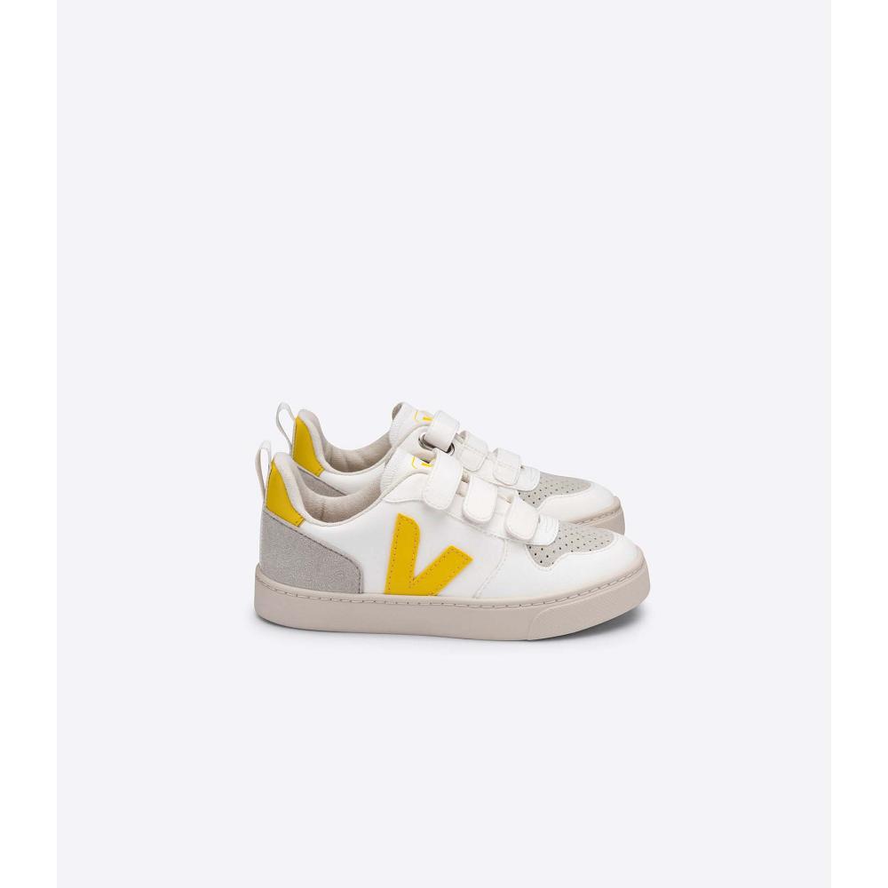 Veja V-10 CWL Kids\' Shoes White/Gold | CA 787YXF